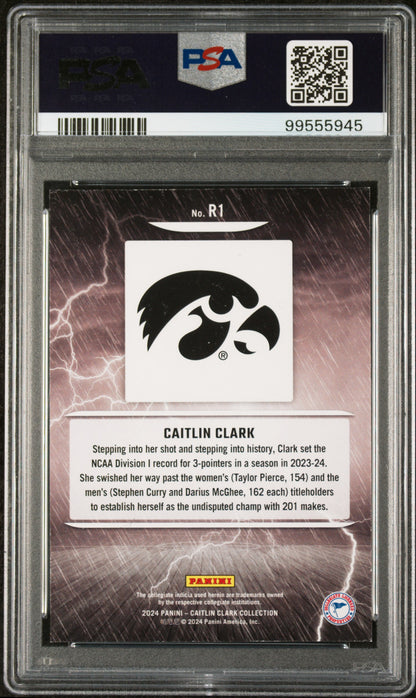 2024 Panini Caitlin Clark Collection Reigning 3'S Caitlin Clark #R1 PSA 8