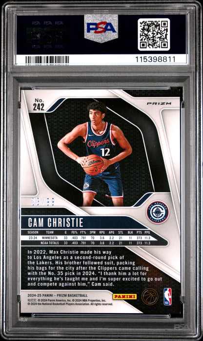 2024 Panini Prizm - Cam Christie #242 - ROOKIE - Purple /99 - PSA - ROOKIE /99