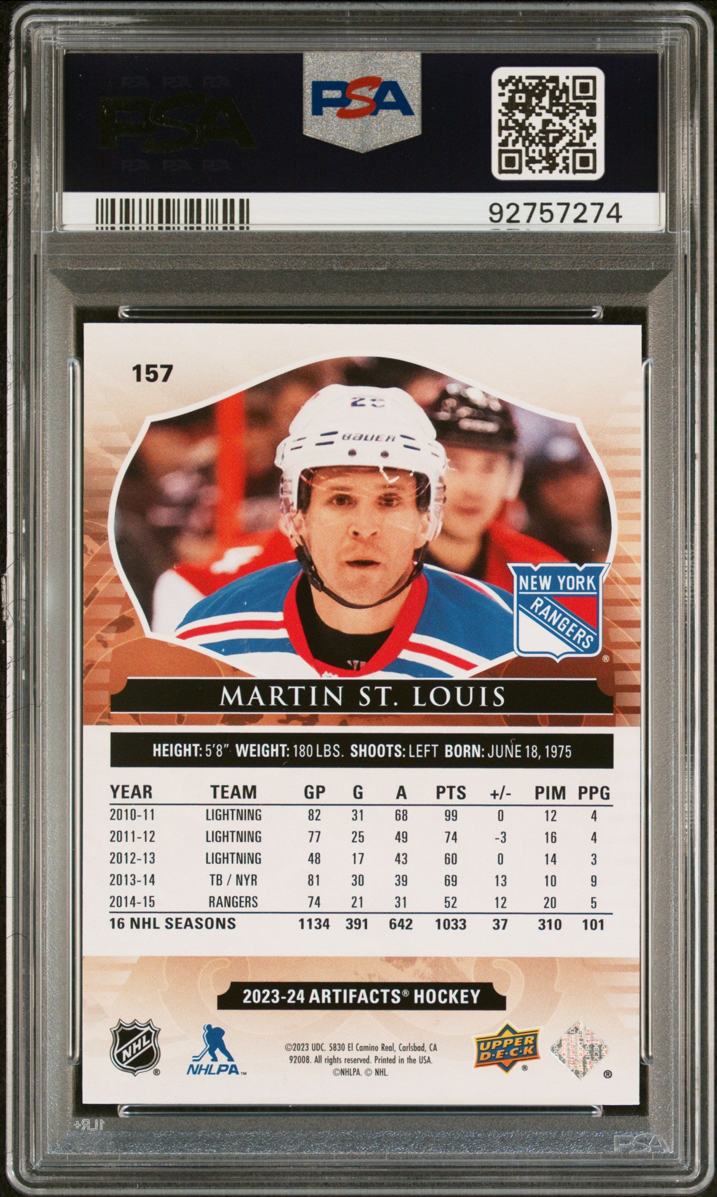 2023 Upper Deck Artifacts Martin ST. Louis #157 Copper PSA 9