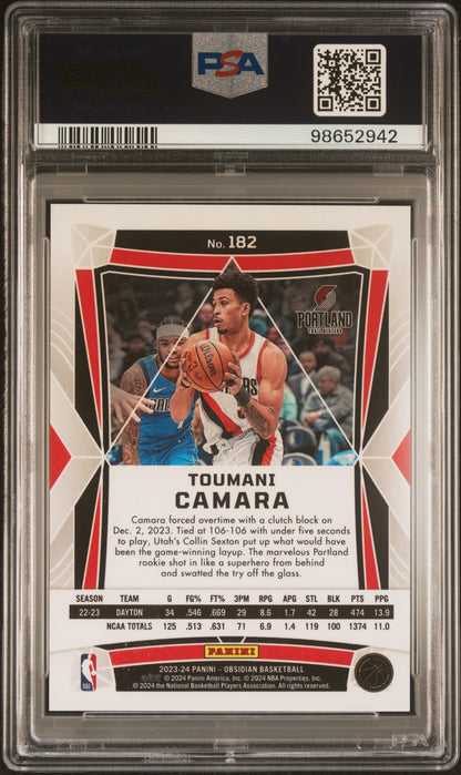 2023 Panini Obsidian Toumani Camara #182 Electric Etch Pink Pulsar PSA 10