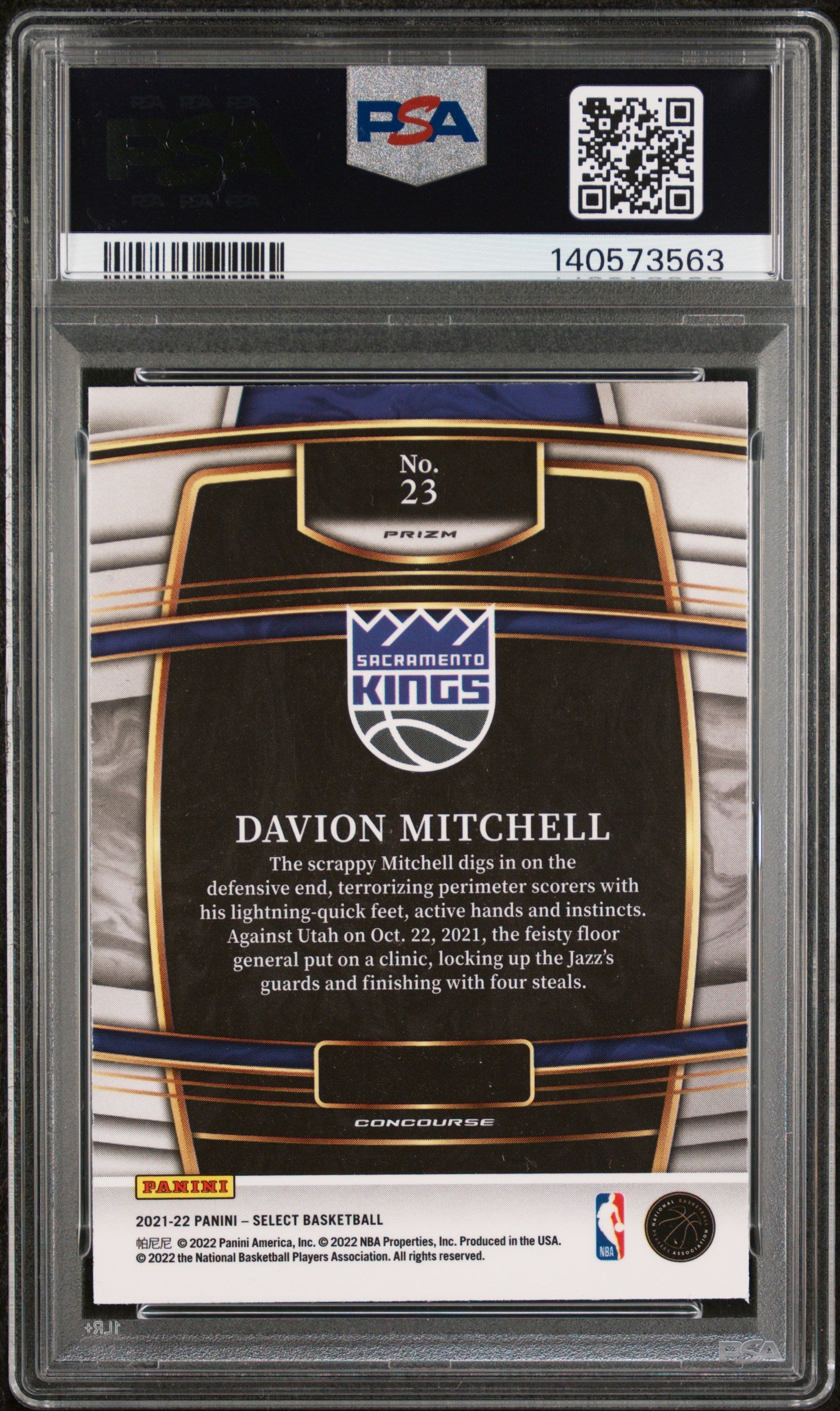 2021 Panini Select - Davion Mitchell - ROOKIE Zebra Prizm - PSA - ROOKIE ZEBRA