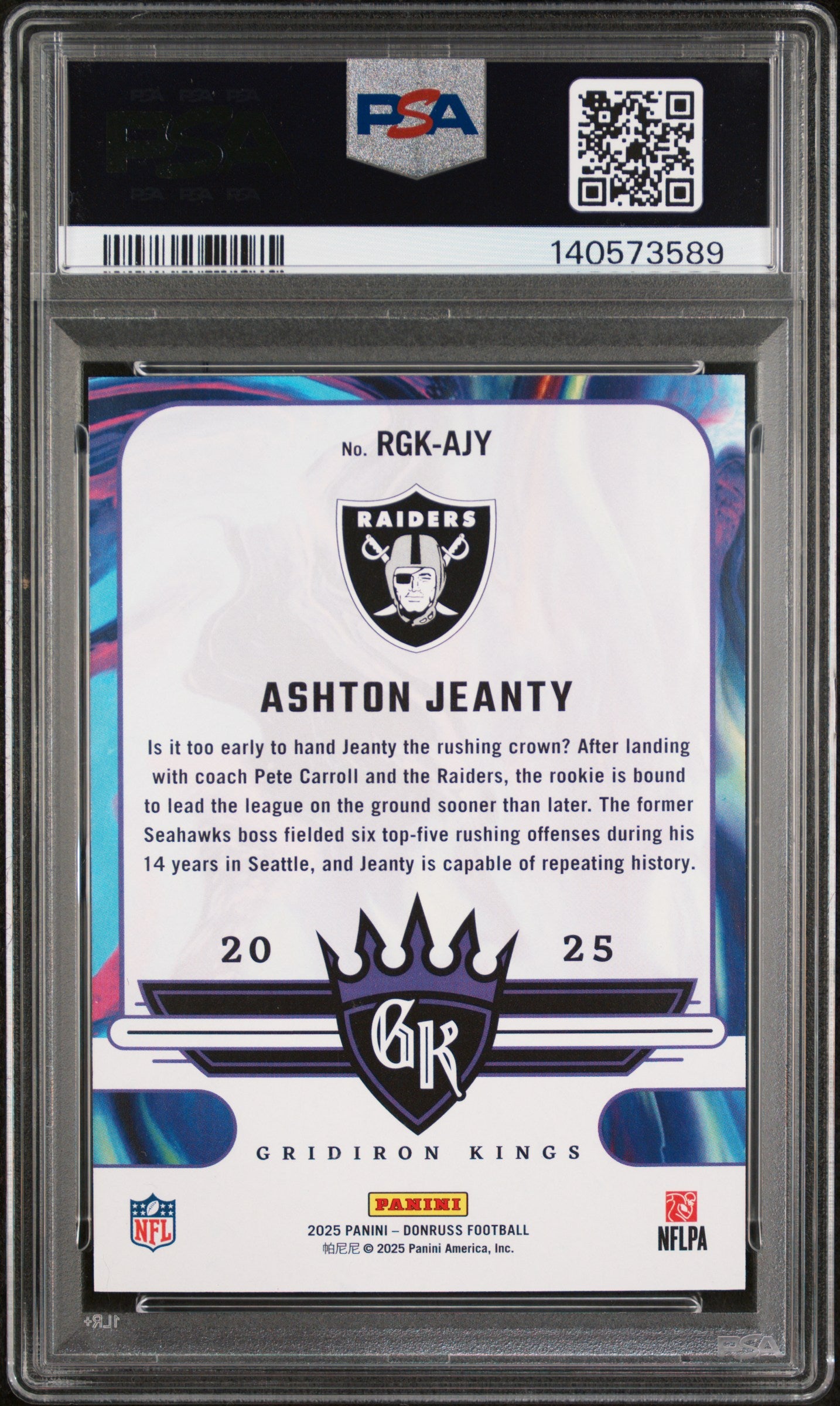 2025 Donruss - Ashton Jeanty - Rookie Gridiron Kings - ROOKIE /100 - PSA - /100
