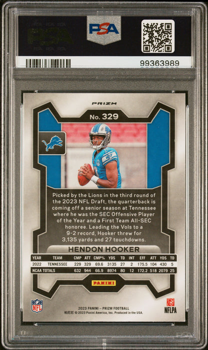 2023 Panini Prizm Hendon Hooker ROOKIE #329 Red White Blue PSA 9