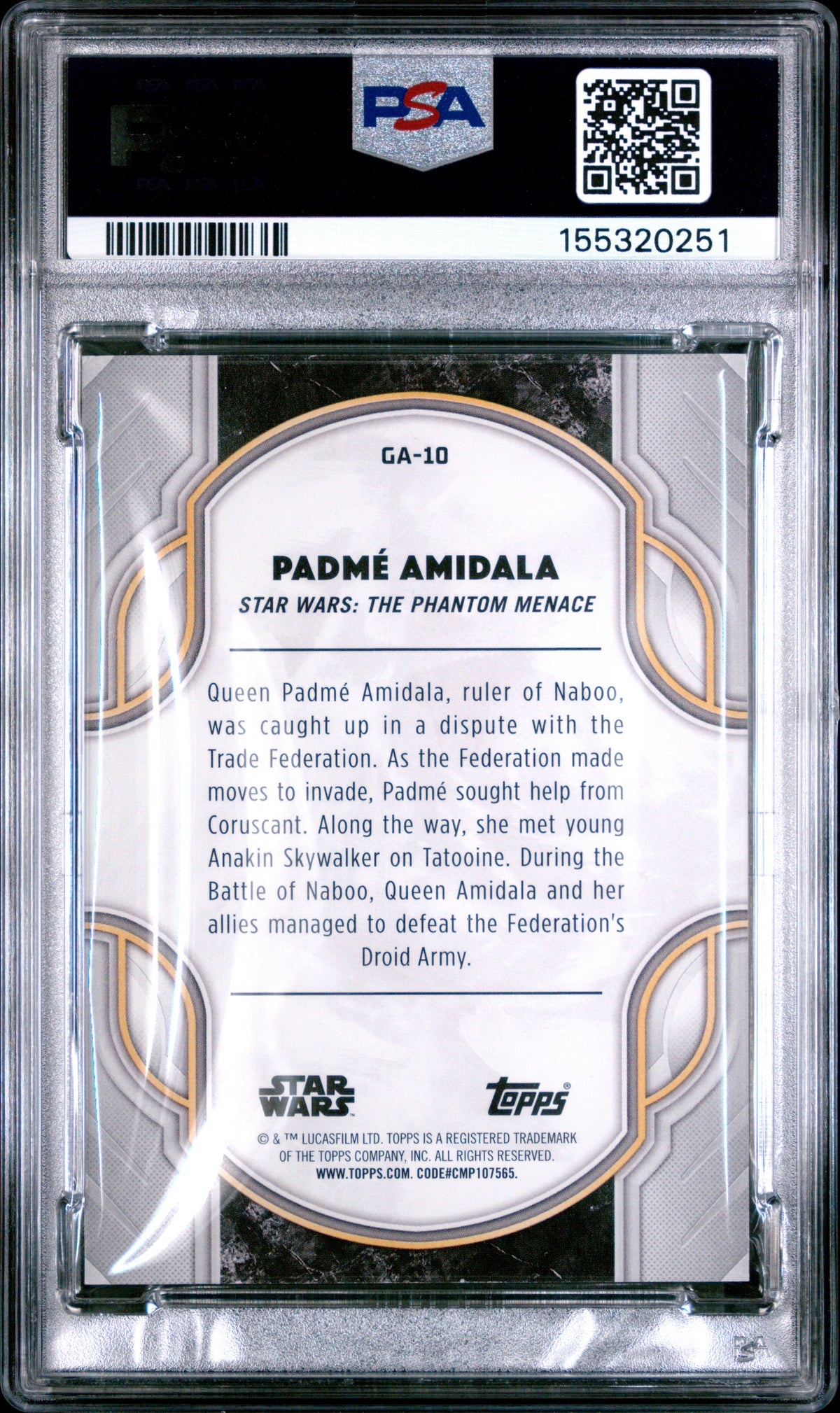 2025 Star Wars Smugglers Outpost - Padme Amidala - Blue Foil /50 - PSA - /50