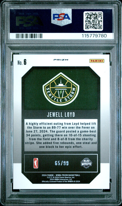 2024 Panini Prizm WNBA - Top Tier /99 - Jewell Loyd #6 - Red /99 - PSA 9 - /99