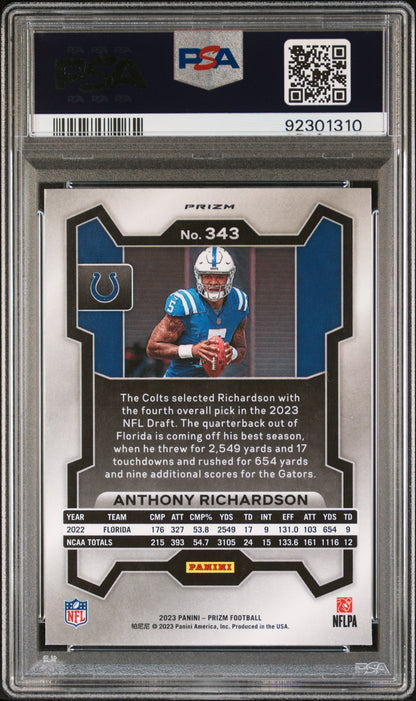 2023 Panini Prizm - Anthony Richardson #343 - Red/White/Blue - ROOKIE - PSA 9