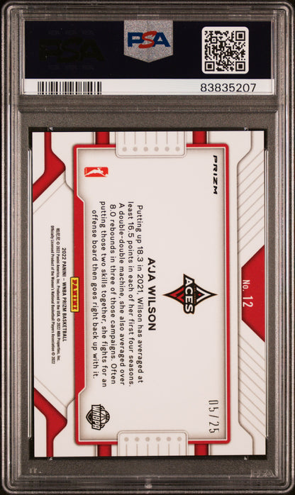 2022 Panini Prizm WNBA Widescreen /25 A'ja Wilson #12 Mojo /25 POP3 PSA 9 - /25