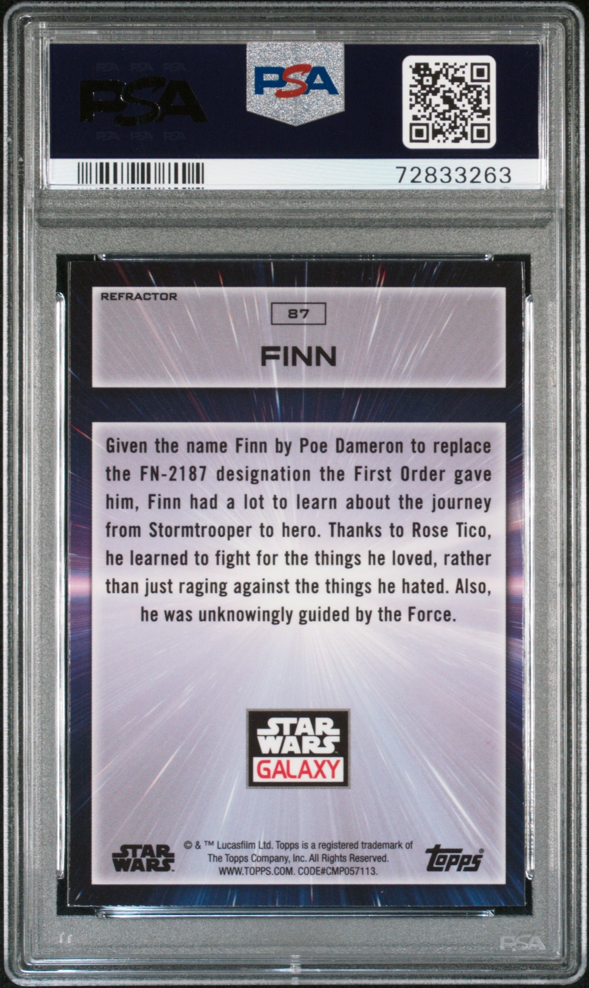2022 Star Wars Galaxy - Finn #87 - Refractor - PSA 9
