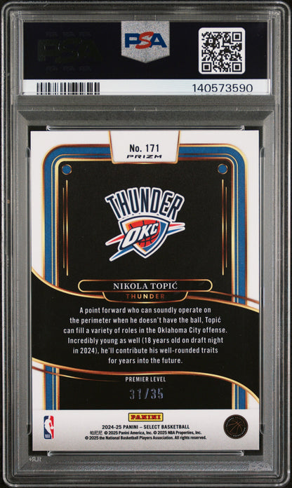 2024 Panini Select - Nikola Topic - ROOKIE - White Scope /35 - PSA - ROOKIE /35