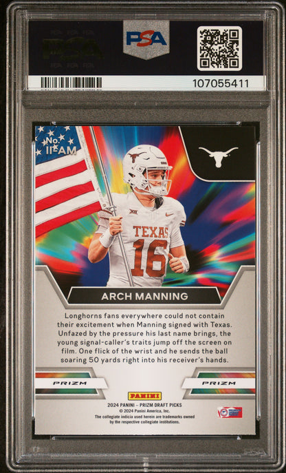 2024 Panini Draft Picks - Arch Manning #II-AM - Green Prizm - ROOKIE - PSA