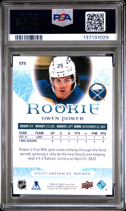 2022 Artifacts - Owen Power - Artifacts Rookie Copper /299 - PSA - ROOKIE /299