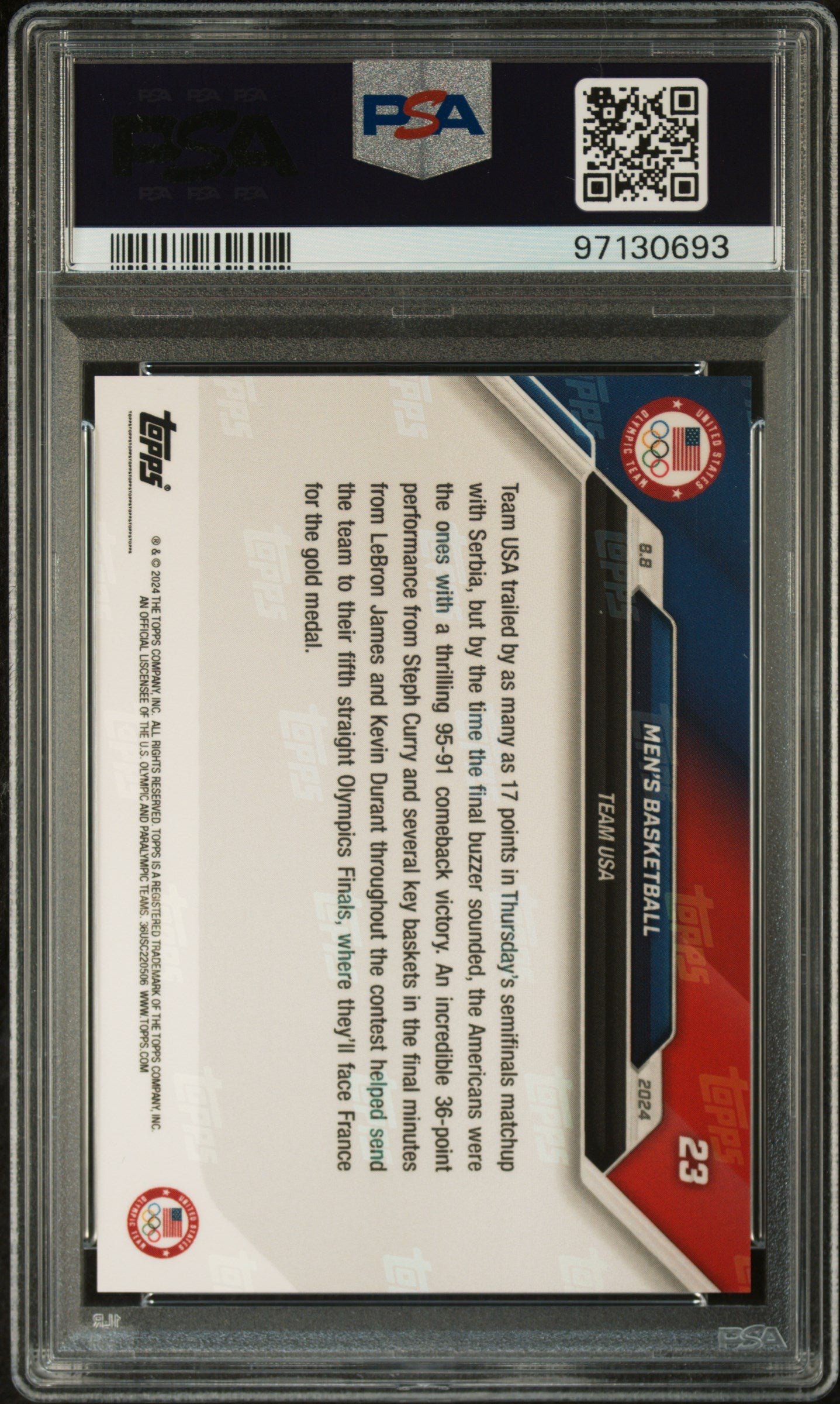 2024 Topps Now Olympic Games Kevin Durant Stephen Curry #23 PSA 10