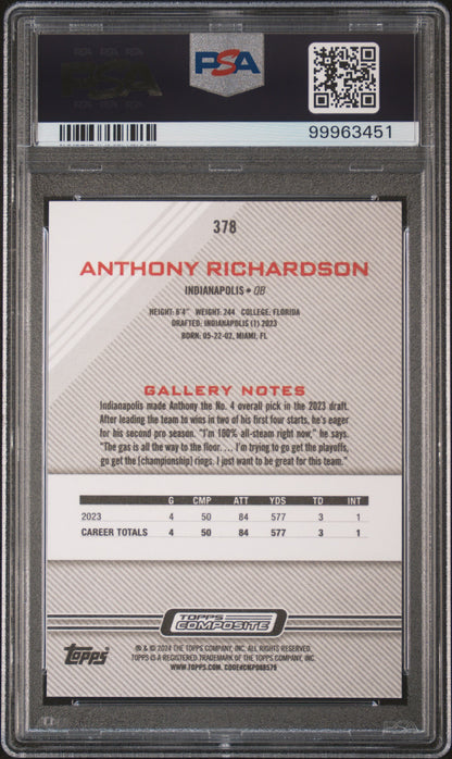 2023 Topps Composite Anthony Richardson ROOKIE #378 PSA 10