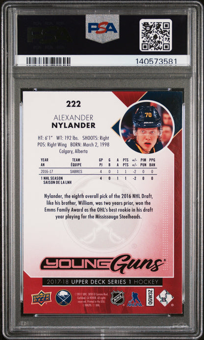 2017 Upper Deck- Alexander Nylander #222 - UD Exclusives /100 YG - PSA - /100 YG