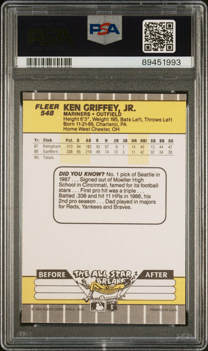 1989 Fleer Ken Griffey JR. #548 PSA 9