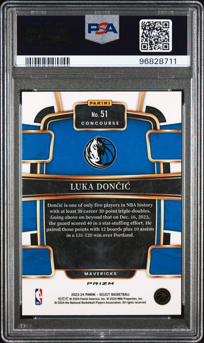 2023 Panini Select Luka Doncic #51 Green Shock PSA 9