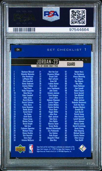 1999 Upper Deck Michael Jordan #154 Checklist PSA 8