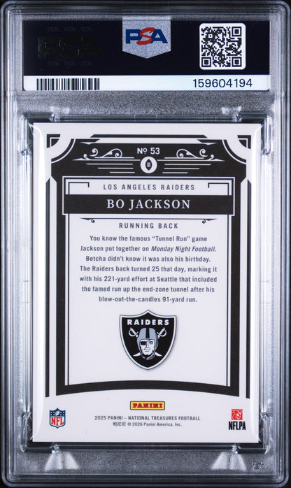 2025 National Treasures - Bo Jackson #53 - RAIDERS /99 - PSA 7 - RAIDERS /99