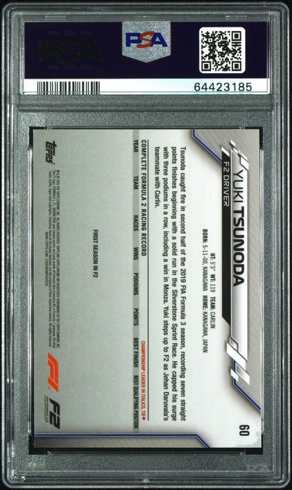 2020 Topps Chrome Formula 1 Yuki Tsunoda #60 PSA 9