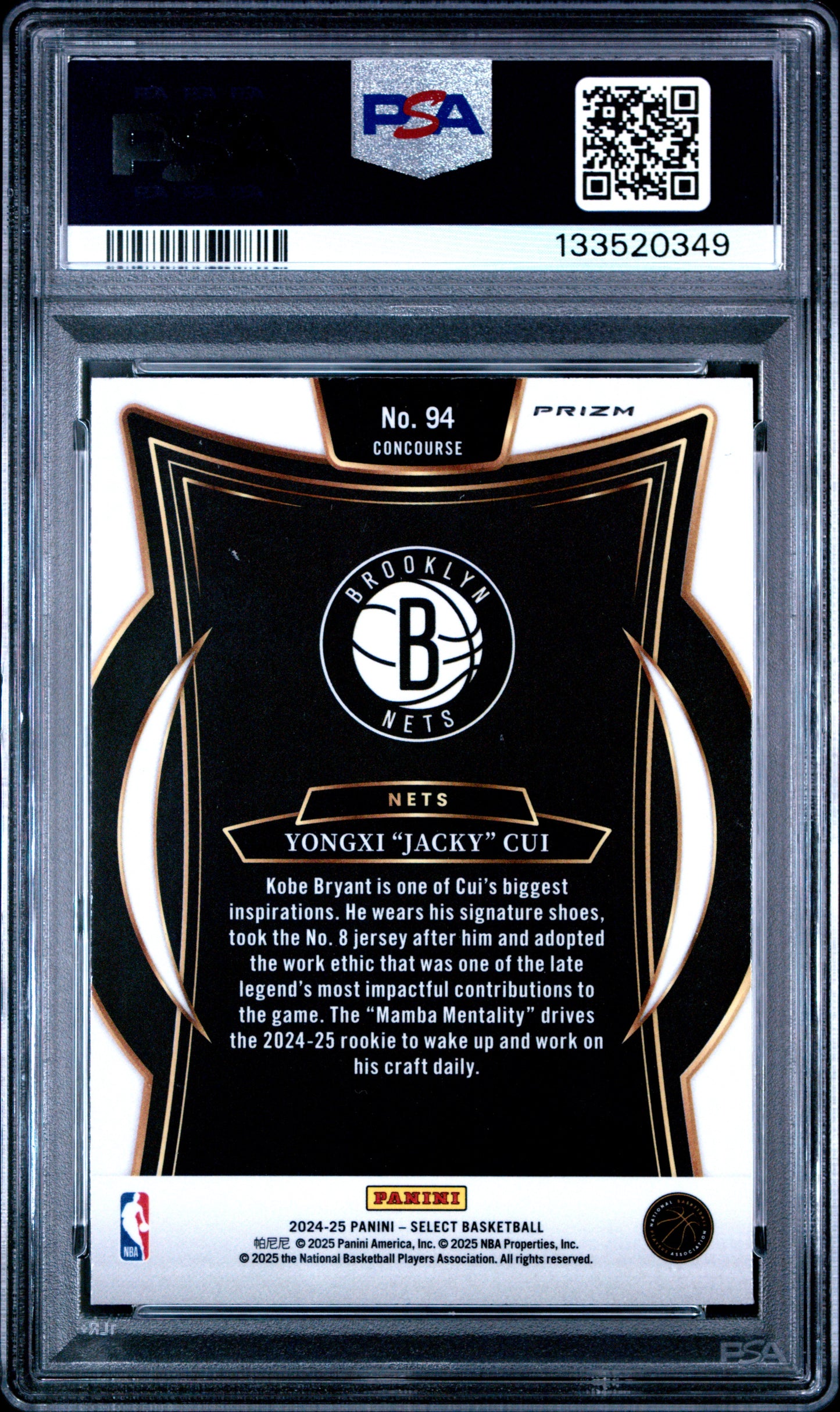 2024 Panini Select - Yongxi "Jacky" Cui - ROOKIE - Cosmic - PSA - ROOKIE Cosmic