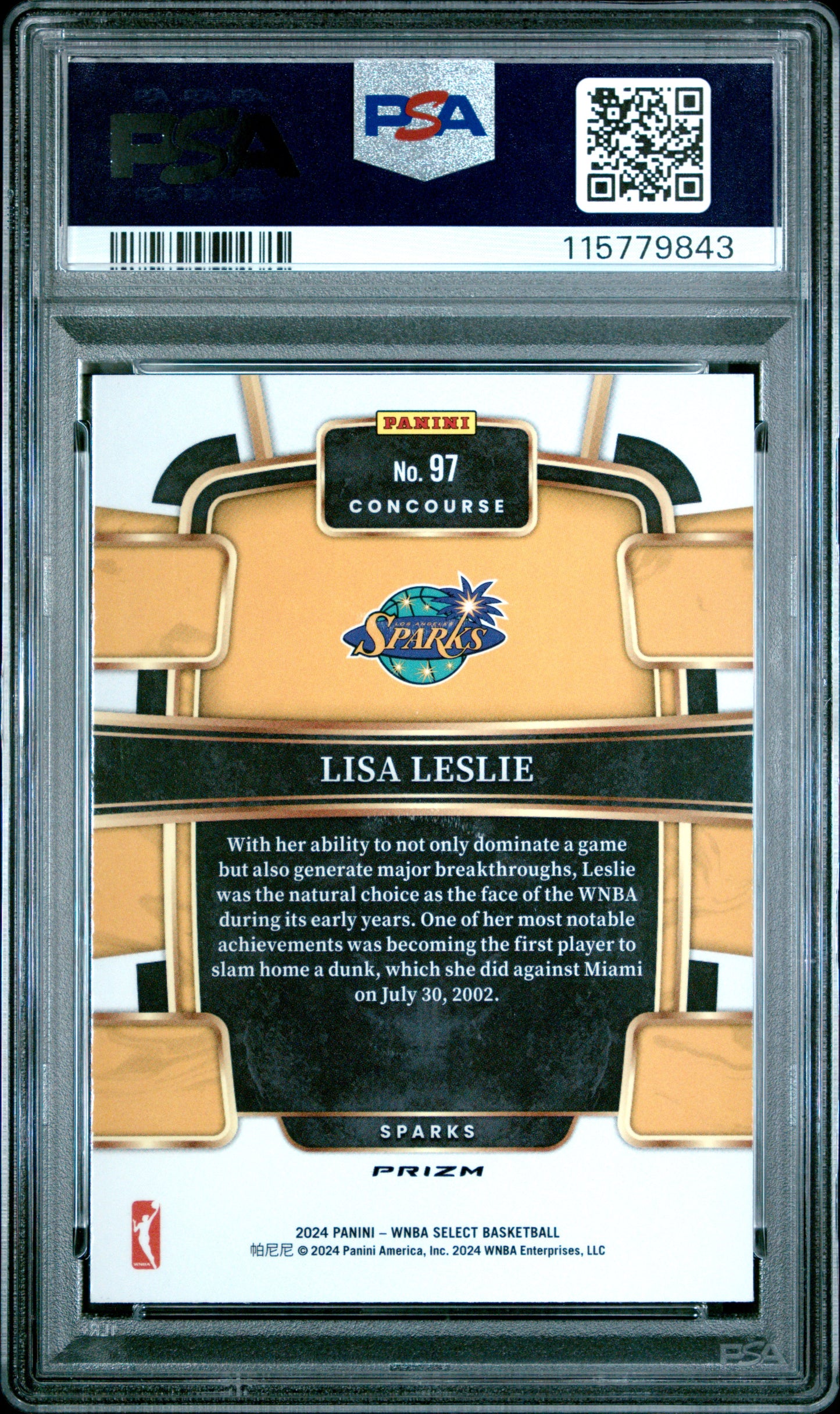 2024 Panini Select WNBA- Lisa Leslie #97 - Zebra Prizm CASE HIT - ZEBRA - PSA 10