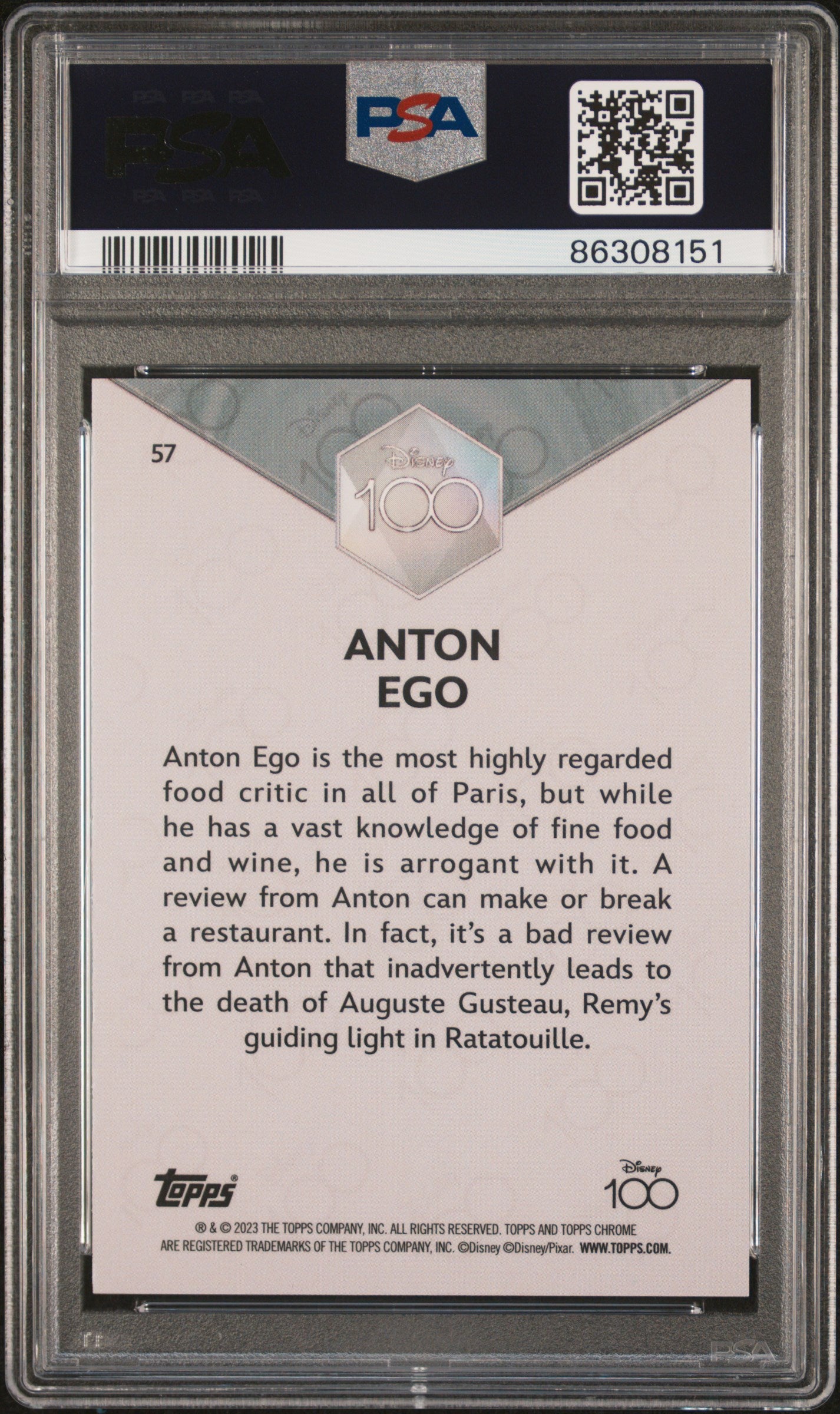2023 Topps Chrome Disney100 - Anton Ego - Pink /399 - PSA /399