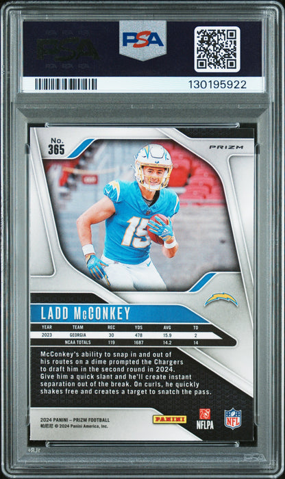 2024 Panini Prizm Football NFL - Ladd Mcconkey #365 - Pink Wave - ROOKIE - PSA