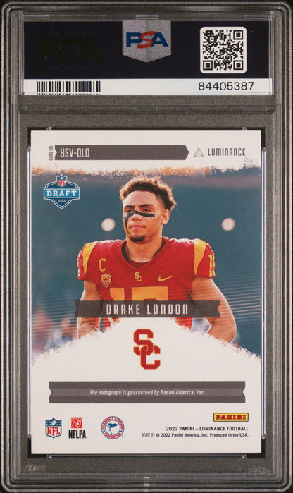 2022 Luminance - Drake London - Year One Sigs VARIATION RED AUTO - PSA 9 Auto 10