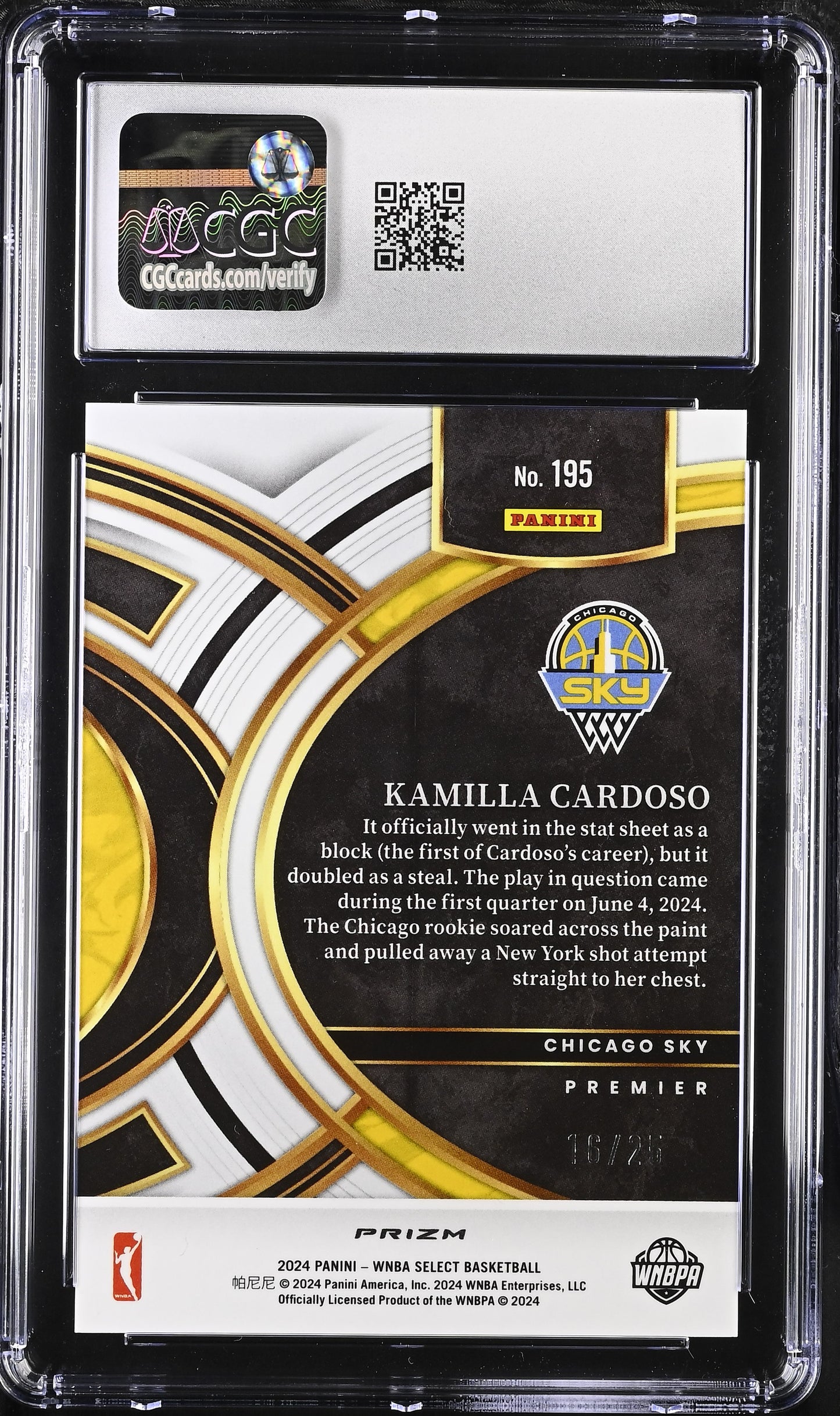 2024 Panini Select WNBA - Kamilla Cardoso #195 - Tie-Dye /25 - CGC 10 - /25