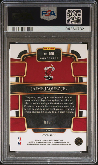 2023 Panini Select - Jaime Jaquez JR. - Neon Orange Pulsar FOTL /15 - PSA - /15