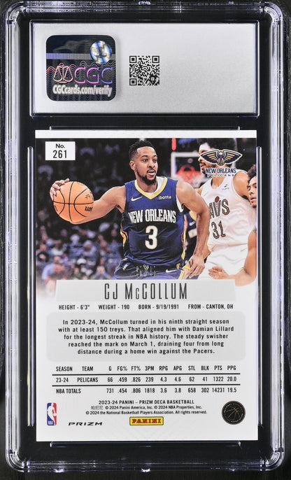 2023-24 Panini Prizm DECA - CJ McCollum #261 - Black Gold /5 - CGC 10 - /5