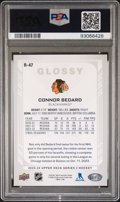 2023 Upper Deck Opc Glossy Connor Bedard #R47 PSA 9