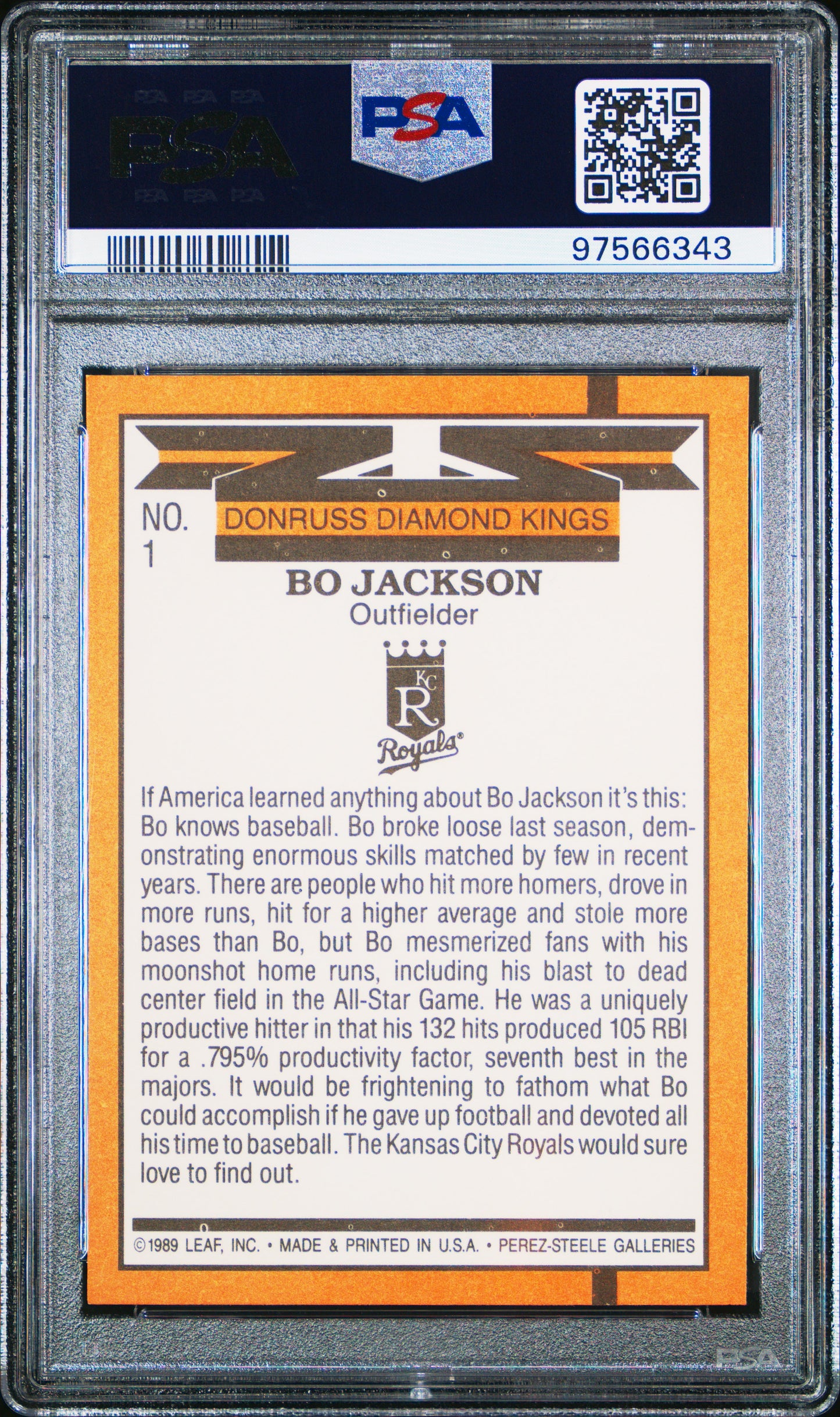 1990 Donruss Bo Jackson #1 Diamond Kings PSA 8