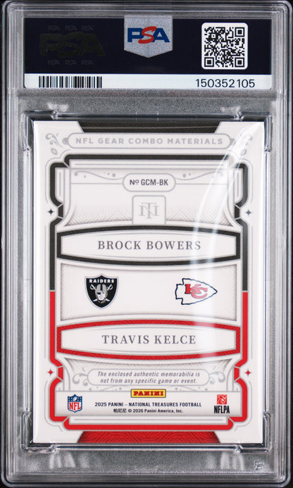 2025 National Treasures - Brock Bowers Travis Kelce - Gear Patch /99 - PSA - /99