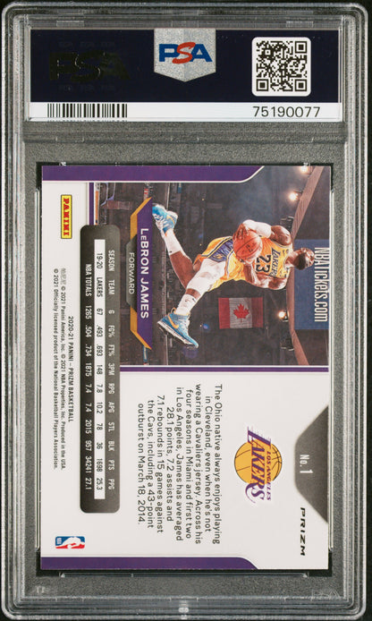 2020 Panini Prizm - LeBron James #1 - ICONIC Kobe Tribute Dunk - Red Ice - PSA