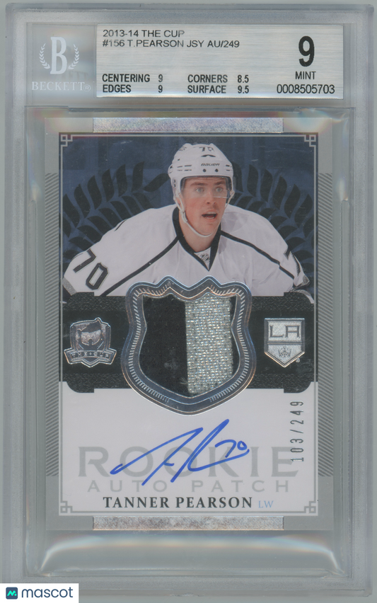 2013-14 Upper Deck - The Cup - Tanner Pearson - ROOKIE PATCH AUTO - /249 - BGS 9
