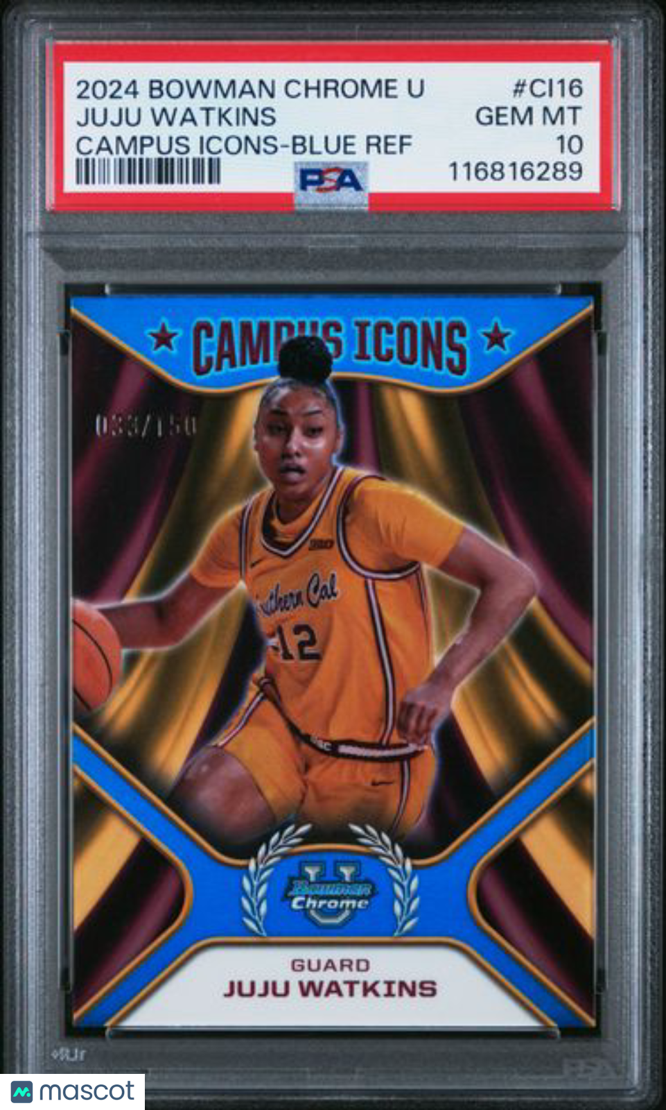 2024 Bowman Chrome U - JuJu Watkins #CI16 - Campus Icons - Blue/150 - PSA 10