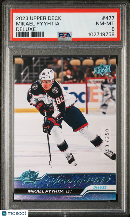 2023 Upper Deck Mikael Pyyhtia #477 Deluxe Serial Numbered ROOKIE /250 PSA -/250