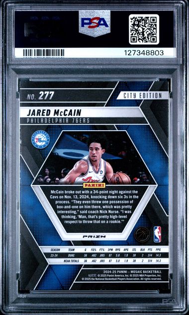 2024 Mosaic NBA - JARED MCCAIN - CITY EDITION ROOKIE - Honeycomb Rookie - PSA