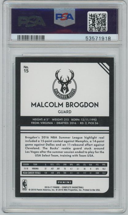 2016 Panini Complete Malcolm Brogdon ROOKIE #15 PSA 9