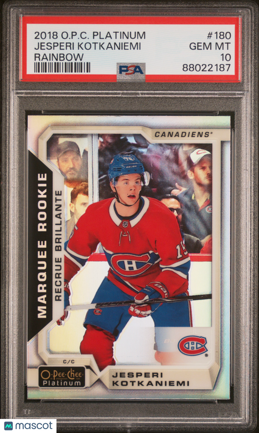 2018 O-Pee-Chee Platinum Hockey Rainbow #180 Jesperi Kotkaniemi - ROOKIE PSA 10
