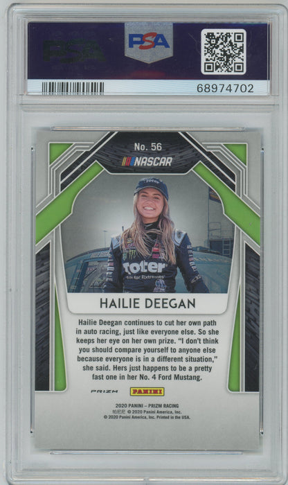 2020 Panini Prizm Racing Hailie Deegan #56 Red & Blue Hyper PSA 9