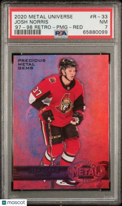 2020 Metal - Josh Norris - Retro Precious Metal Gems - Red PMG /100 - PSA - /100