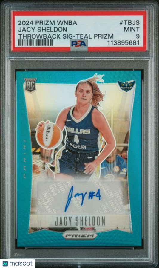 2024 Panini WNBA - Teal Prizm AUTO /35 - Jacy Sheldon ROOKIE AUTO /35 - PSA 9
