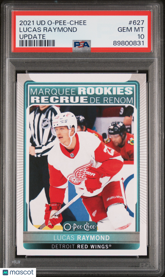 2021 O-PEE-CHEE OPC Update Hockey #627 Lucas Raymond RC ROOKIE PSA 10