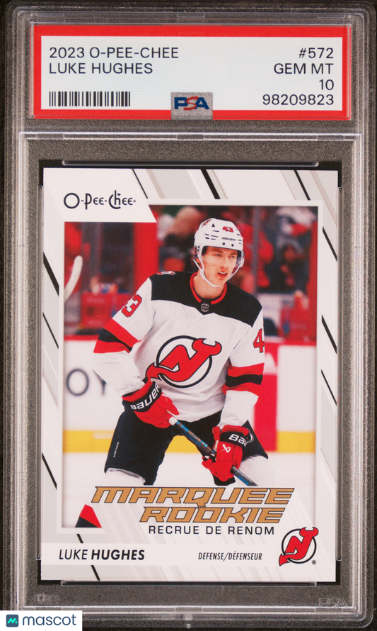 2023 O-PEE-CHEE OPC Hockey #572 Luke Hughes RC Rookie PSA 10 ROOKIE