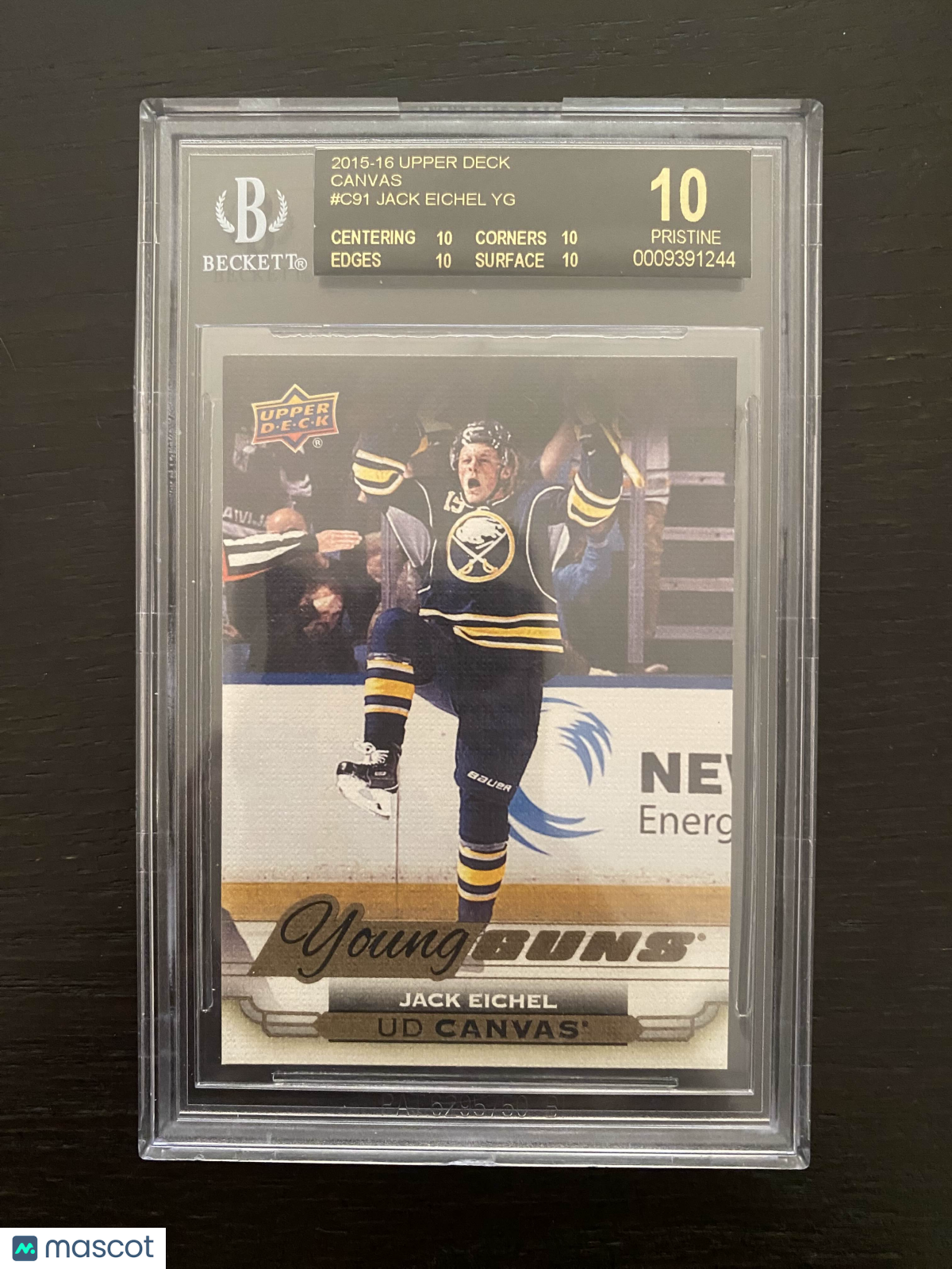 2015 Upper Deck -Jack Eichel YG RC - Young Guns - PRISTINE BLACK LABEL - BGS 10