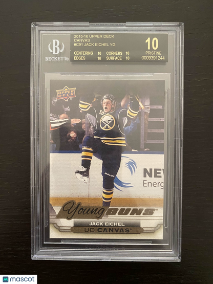 2015 Upper Deck -Jack Eichel YG RC - Young Guns - PRISTINE BLACK LABEL - BGS 10