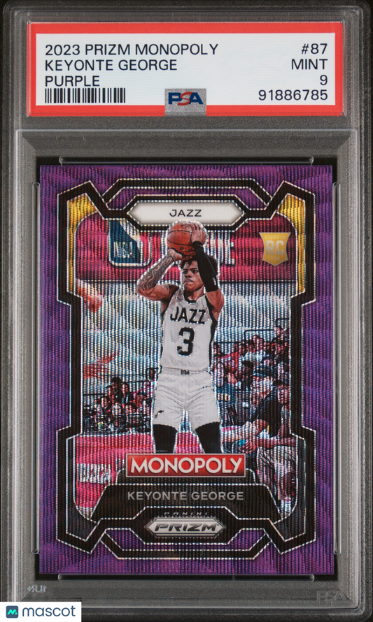 2023 Panini Purple Prizm Monopoly #87 Keyonte George RC Rookie PSA 9 ROOKIE