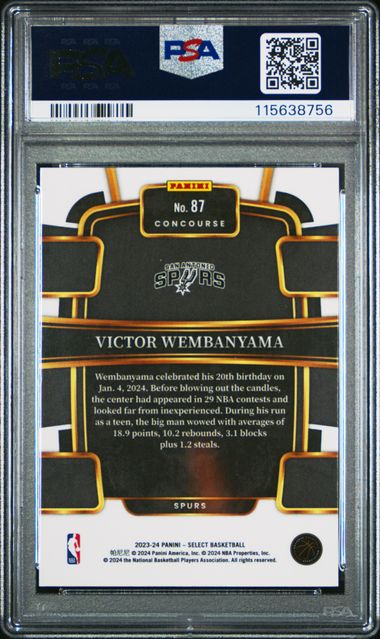 2023 Panini Select Blue #87 - Victor Wembanyama - Spurs - ROOKIE - PSA